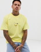 New Love Club Lemon Embroidered T-shirt In Oversized - Yellow