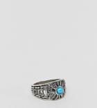 Sacred Hawk Mini Turquoise Stone Ring - Silver