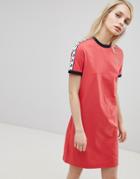 Fred Perry Logo Tape Ringer T-shirt Dress - Red