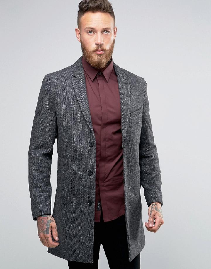 Religion Overcoat In Dogstooth - Gray