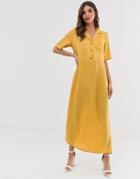 Vero Moda Minimal Midi Shirt Dress-yellow