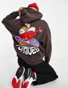 Crooked Tongues Oversized Hoodie With Ct Man Graphic In Brown