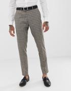 River Island Wedding Skinny Fit Suit Pants In Brown Check - Brown