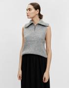 Object Knit Vest With Zip Detail In Gray-grey