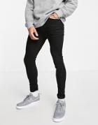 Topman Organic Cotton Blend Spray On Jeans In Stay Black