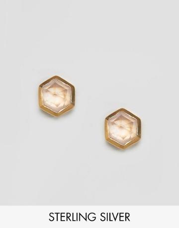 Carrie Elizabeth Hexagon Semi Precious Earrings - Gold