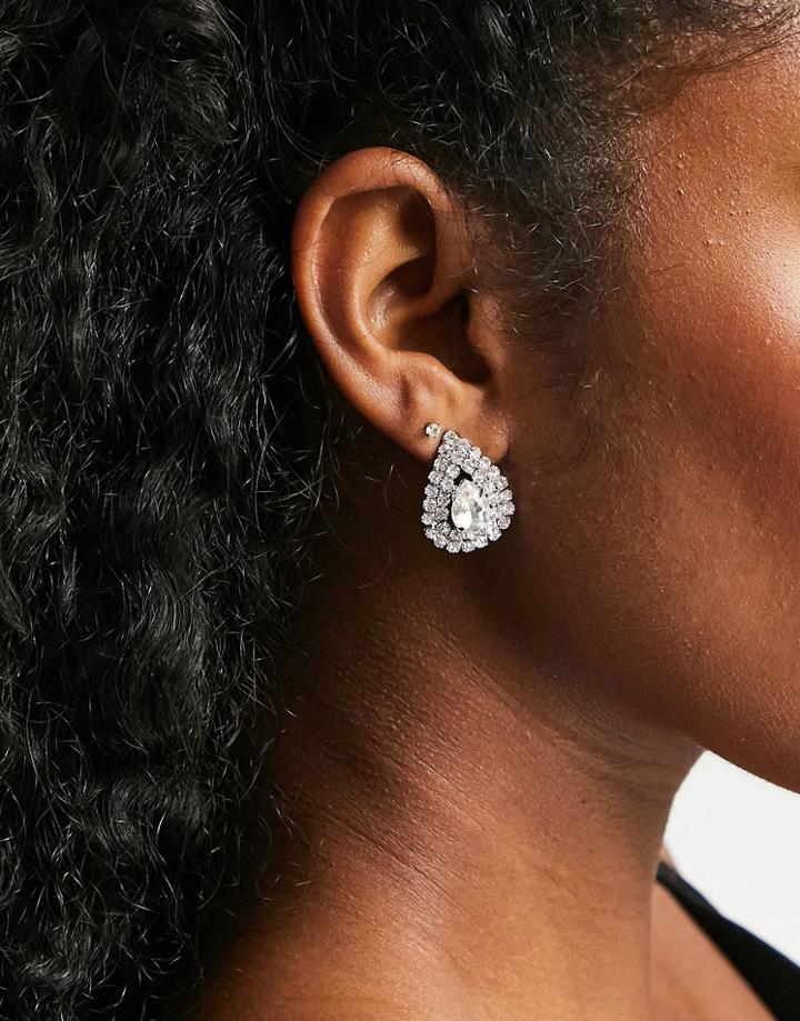 True Decadence Stud Earrings In Crystal Tear Drop-silver