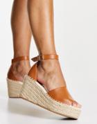 Glamorous Wedge Espadrille Sandals In Camel-neutral