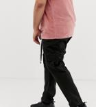 Asos Design Plus Tapered Cargo Pants In Black With Toggles