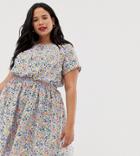 New Look Curve Ditsy Dress In Purple Floral