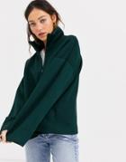 Weekday Sadie Zip-detail Sweatshirt In Dark Green