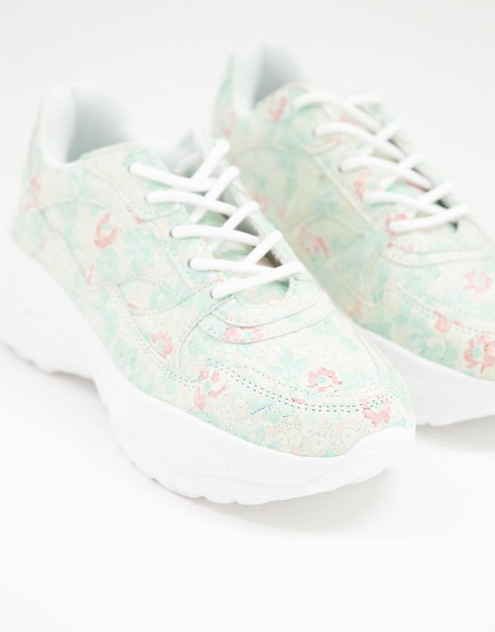 Asos Design Degree Chunky Sneakers In Floral-multi