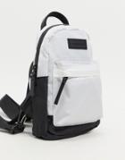 Consigned Small Backpack With Front Pocket In White-black