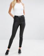 Noisy May Lexi High Rise Coated Skinny Jeans - Black