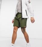 Ellesse High Shine Shorts In Khaki Exclusive To Asos-green