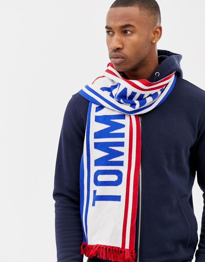 Tommy Hilfiger Bold Logo Scarf In Blue - Blue