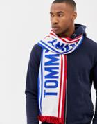 Tommy Hilfiger Bold Logo Scarf In Blue - Blue