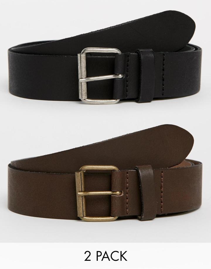 Asos Leather Belt 2 Pack Save 17% - Multi
