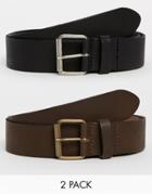 Asos Leather Belt 2 Pack Save 17% - Multi