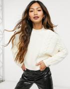 Mango Cable Knit Sweater In Ecru-white