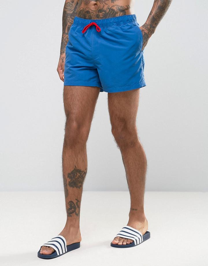 Asos Swim Shorts In Blue Short Length - Blue
