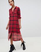 Only Maxi Dip Dye Check Shirt Dress - Multi