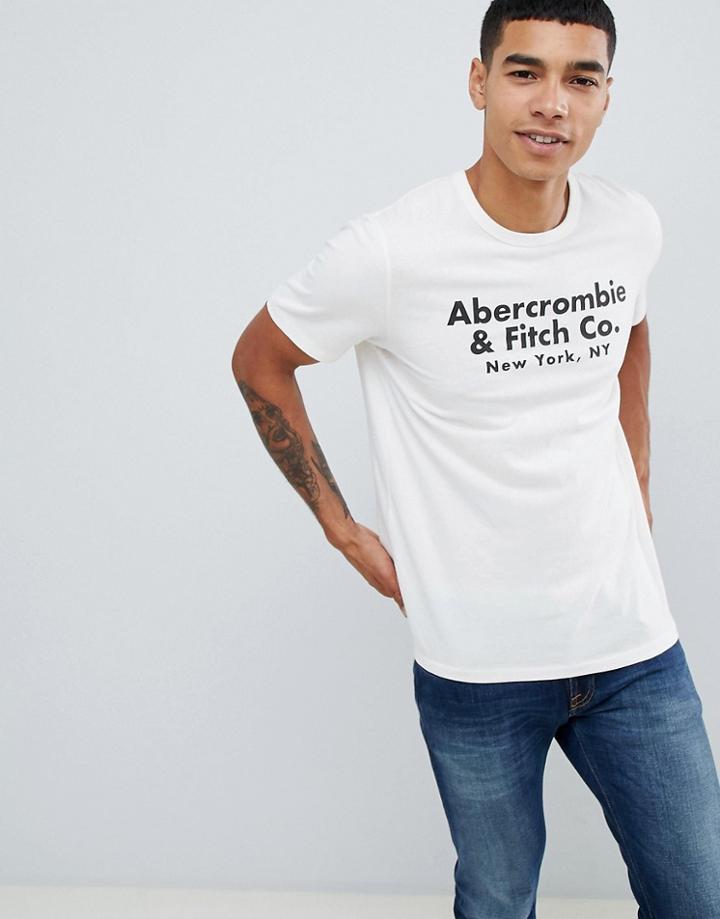 Abercrombie & Fitch Address Logo Print T-shirt In White - White