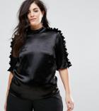 Lovedrobe Slinky Blouse With Pleated Seam Detail - Black