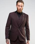 Asos Slim Suit Jacket In Tonic - Burgandy