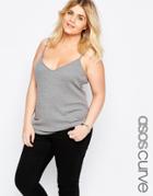 Asos Curve Strappy Rib Cami - Gray Marl