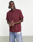 Asos Design Relaxed Fit T-shirt In Burgundy-red