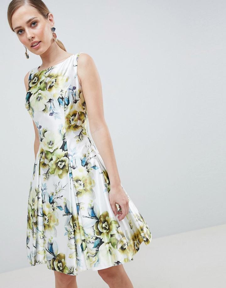 Forever Unique Floral Print High Neck Prom Dress - Multi