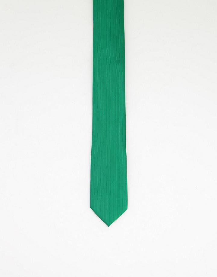 Gianni Feraud Plain Satin Tie In Emerald Green