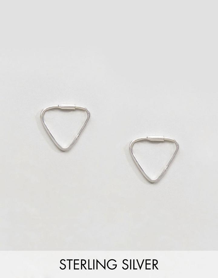 Reclaimed Vintage Inspired Sterling Silver Mini Triangle Hoop Earrings - Silver