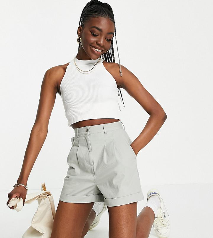 Asos Design Tall Chino Shorts In Sage Green