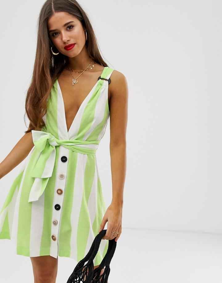 Moon River Green Candystripe Mini Dress