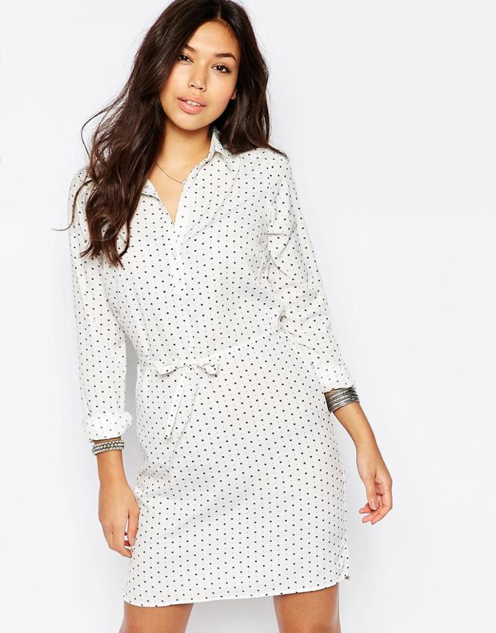 Vila Polka Dot Shirt Dress - White Print
