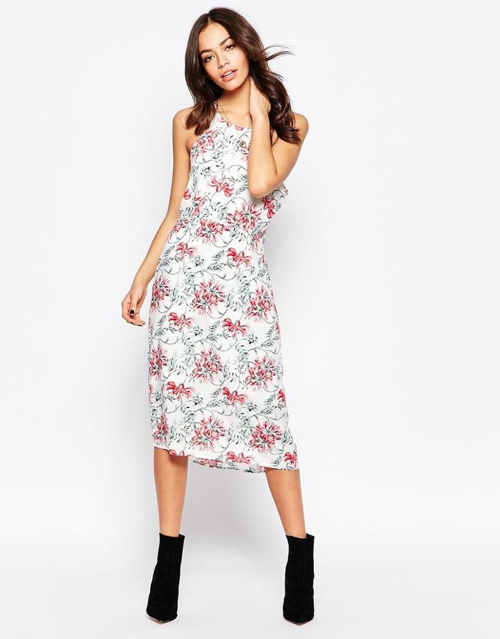 Minimum Sleeveless Floral Midi Pencil Dress - 000 White
