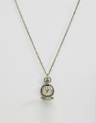 Asos Necklace In Gold With Watch Pendant - Gold