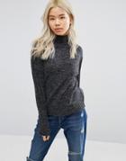 Blend She Nette Funnel Neck Sweater - Gray