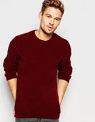 Asos Chenille Ribbed Sweater - Burgundy