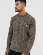 Le Breve Cable Knitted Sweater-brown