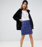 New Look Skirt In Blue Plaid