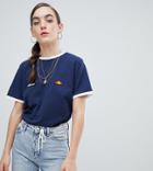 Ellesse Ringer T-shirt With Embroidered Chest Logo - Navy