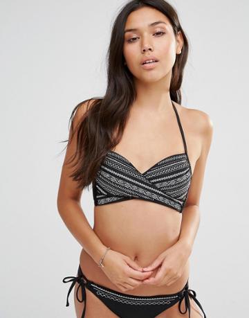 Ninety Nine Degrees Cross Wrap Bikini Top - Black