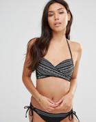 Ninety Nine Degrees Cross Wrap Bikini Top - Black