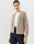 Asos Design Mixed Rib Cardigan In Recycled Blend-stone