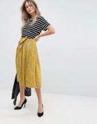 Mango Chain Print Midi Skirt - Yellow