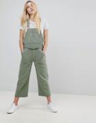 Asos Denim Utility Overall In Khaki - Green