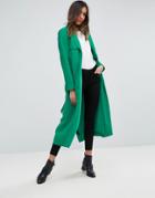 Asos Crepe Duster Trench - Green
